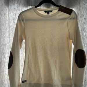 LIKE NEW WOMANS LAUREN RALPH LAUREN WOMENS COTTON/SUEDE LS CREWNECK MEDIUM